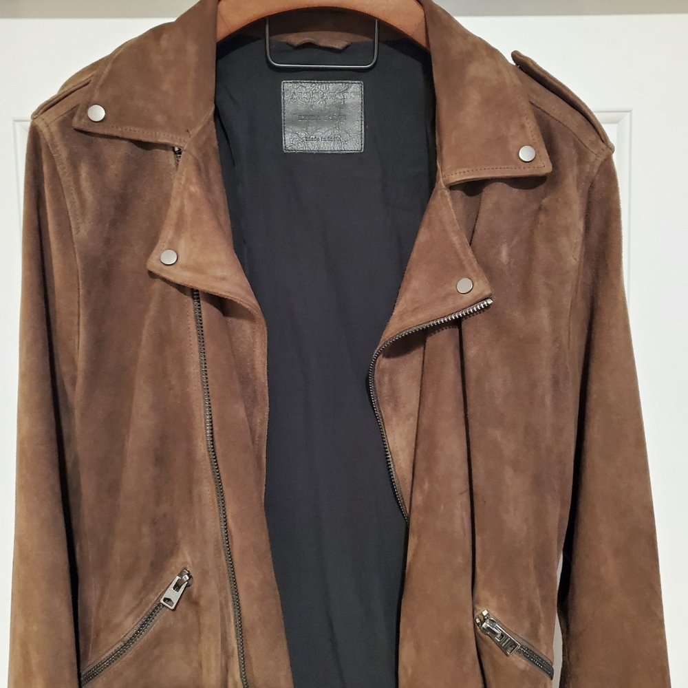 AllSaints biker Suede Leather Takeo moto jacket